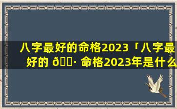 八字最好的命格2023「八字最好的 🌷 命格2023年是什么」